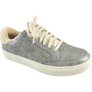 NWOB DR. SCHOLL'S Woman’s Faux Fur-Lined Suede Sneakers Silver Gray